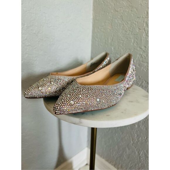 BETSEY JOHNSON Rhinestone Crystal Pavé Pointed Toe Flat, SPARKLE, Size 8.5, NWOT - Picture 11 of 16